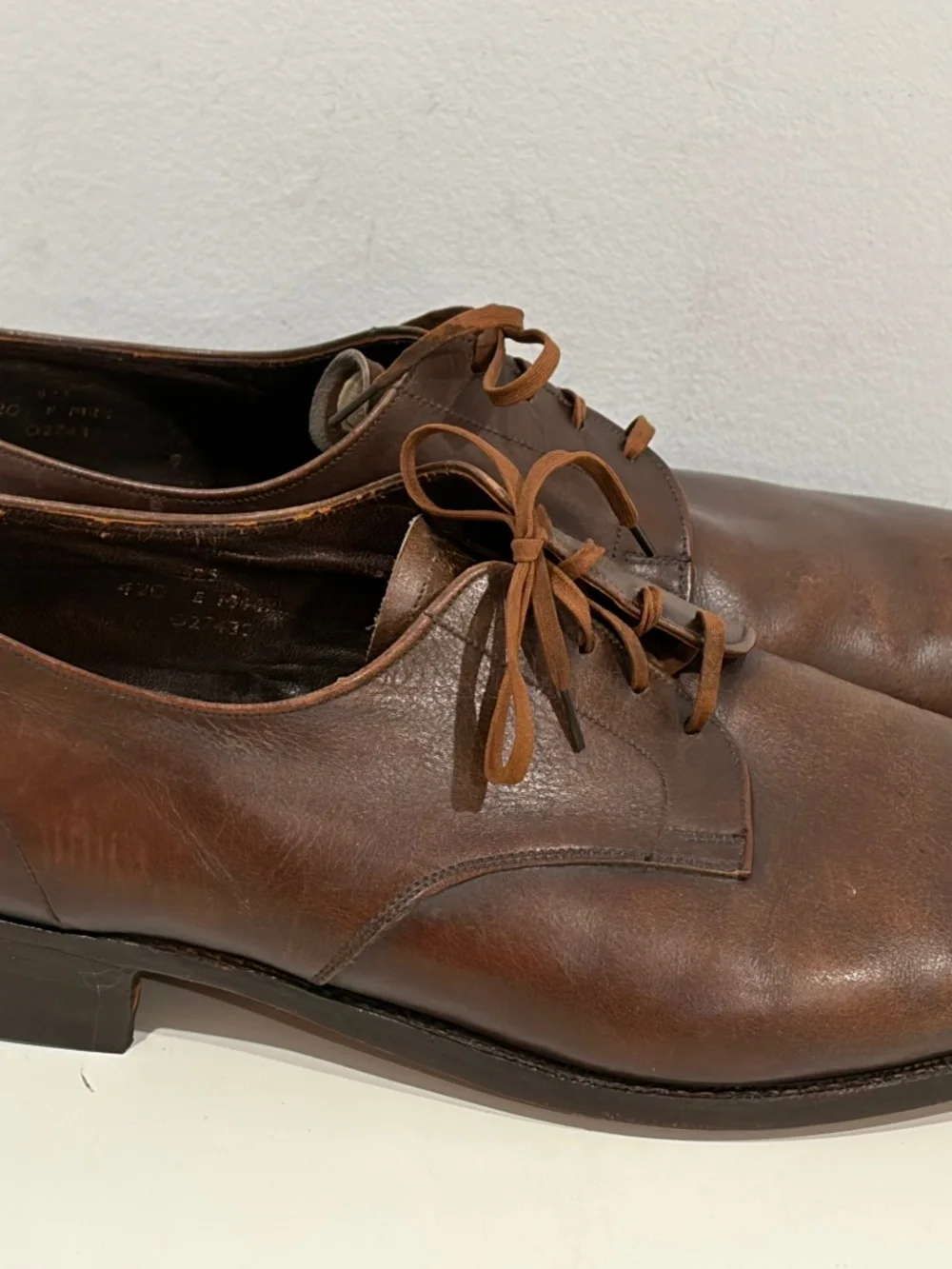 Brooks Brothers Brown Leather Plain Toe Derby Dress Shoes Mens Size 12